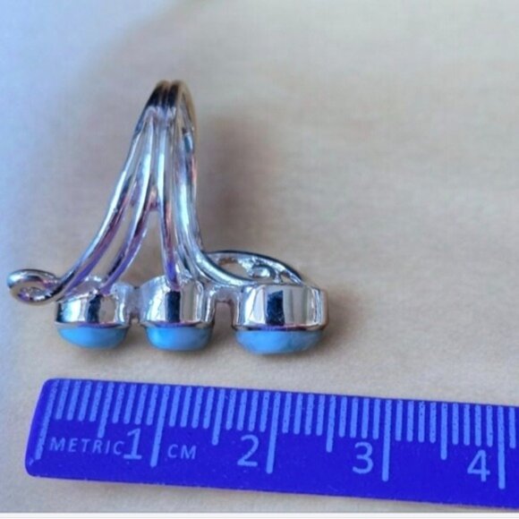 925 Sterling Silver Ring Sz 7.75 with Oval Natural Larimar 8x6mm Gemstone - Picture 5 of 6